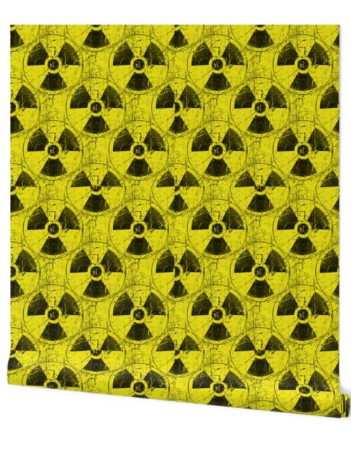 Yellow and Black Radioactive Hazmat Grunge Pattern Wallpaper