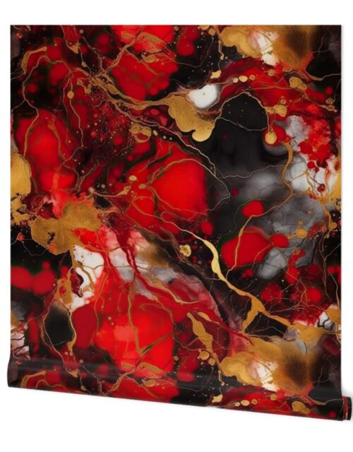 Red Black and Gold Alcohol Ink 2 Wallpaper