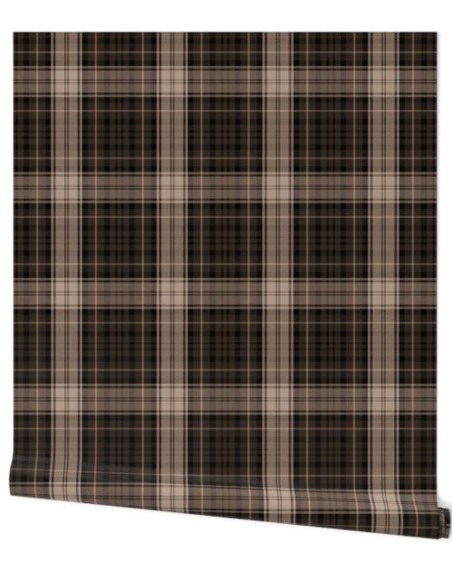 Dress Gordon Scottish Tartan Weave in Muted Faded Natural Brown Wallpaper