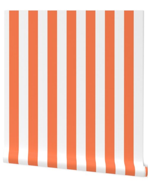 Sunset Coral Pink Orange 2 inch Cabana Tent Stripe Wallpaper