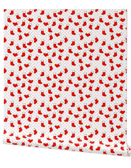 Red Christmas Stockings with Red Dots Wallpaper