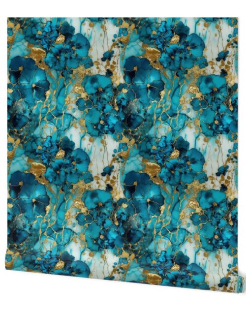 Small Turquoise and Gold Alcohol Ink 4 Wallpaper