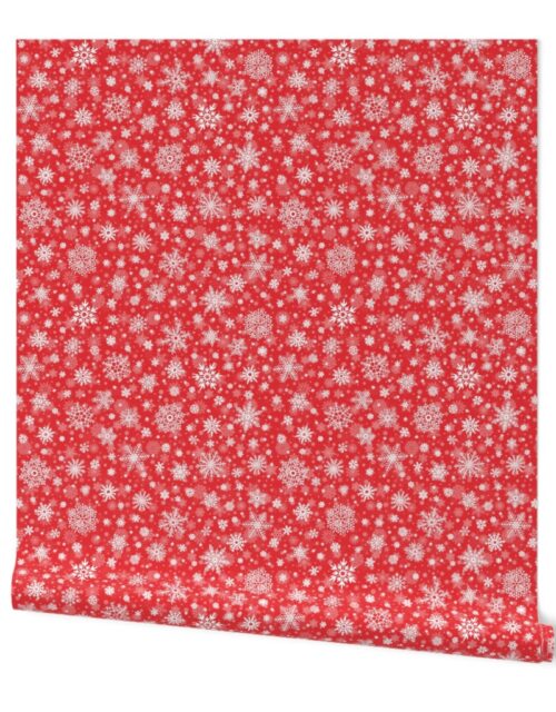 Small Christmas Red and White Splattered Snowflakes Wallpaper