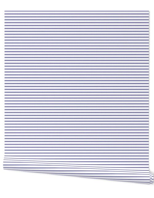 Classic 1/2 Inch Navy Blue Pinstripe on a White Background Wallpaper