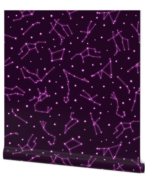 Night Sky Constellations in Pink Wallpaper