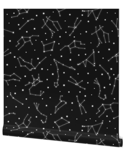 Night Sky Constellations in White Wallpaper