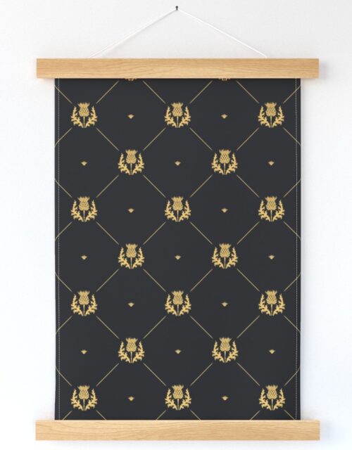 Lux Faux Gold Scotland’s Royal Thistle in Cross-Hatch Diamonds on Repeat Wall Hanging