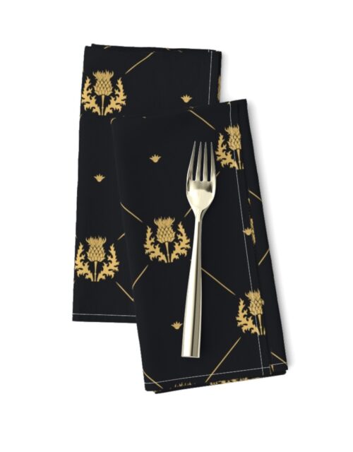 Lux Faux Gold Scotland’s Royal Thistle in Cross-Hatch Diamonds on Repeat Dinner Napkins