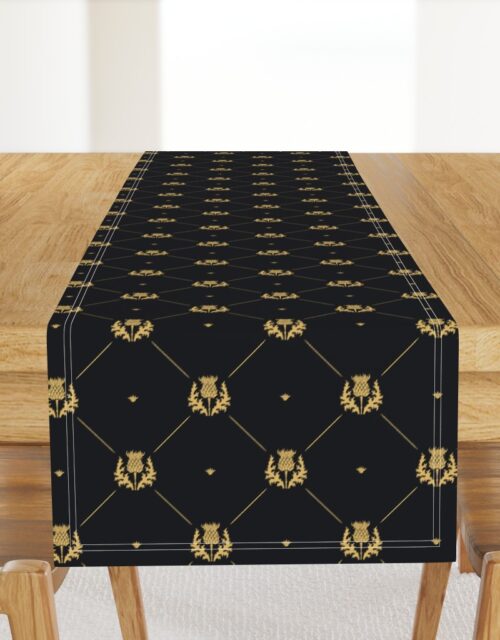Lux Faux Gold Scotland’s Royal Thistle in Cross-Hatch Diamonds on Repeat Table Runner