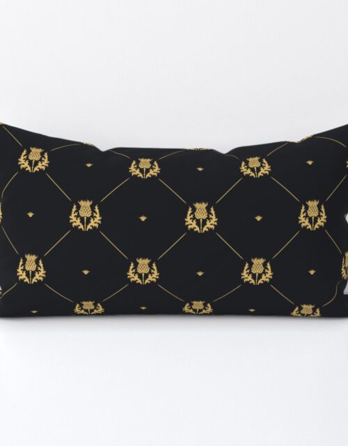Lux Faux Gold Scotland’s Royal Thistle in Cross-Hatch Diamonds on Repeat Lumbar Throw Pillow