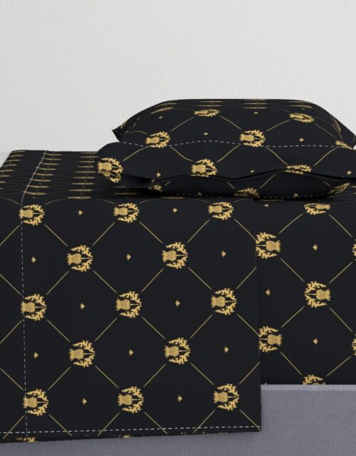 Lux Faux Gold Scotland’s Royal Thistle in Cross-Hatch Diamonds on Repeat Sheet Set