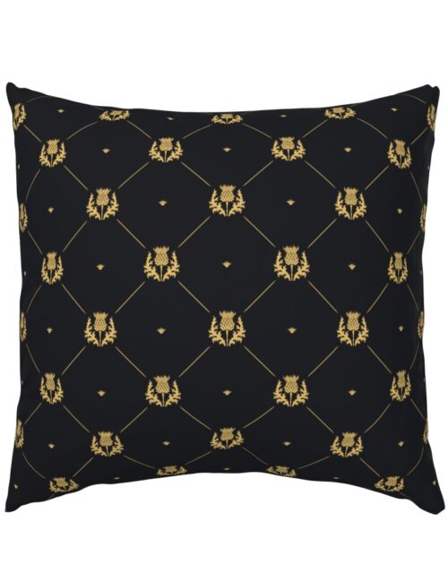 Lux Faux Gold Scotland’s Royal Thistle in Cross-Hatch Diamonds on Repeat Euro Pillow Sham