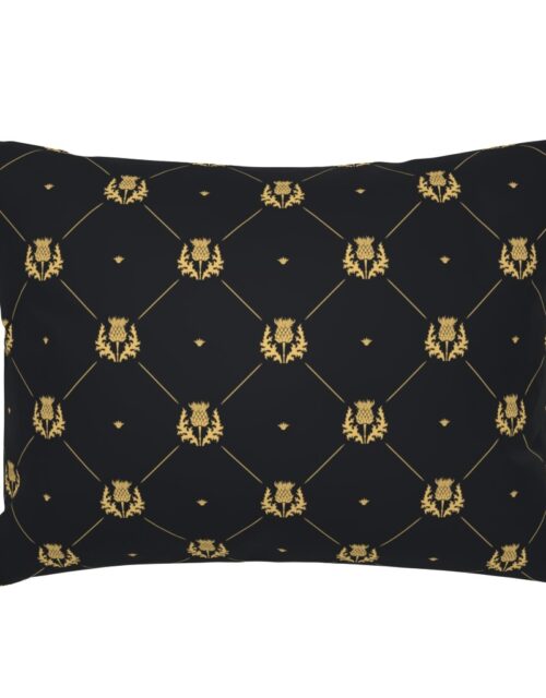 Lux Faux Gold Scotland’s Royal Thistle in Cross-Hatch Diamonds on Repeat Standard Pillow Sham