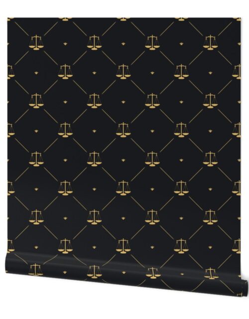 Lux Faux Gold Scales Of Justice in Cross-Hatch Diamonds on Repeat Wallpaper