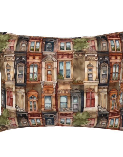 Brownstone Buildings in Varied Tones of Brown Watercolor Standard Pillow Sham