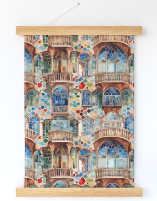 Barcelona House Architectural Detail in Windows, Columns, Arches and Balustrades Wall Hanging