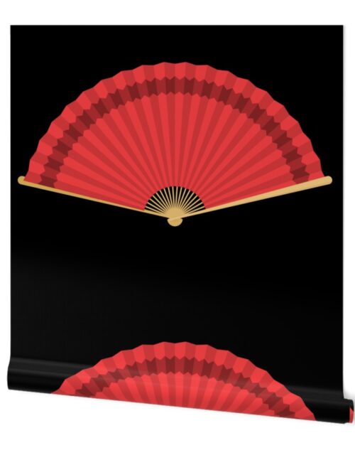 Chinese Red Splayed Fans on Black Wallpaper