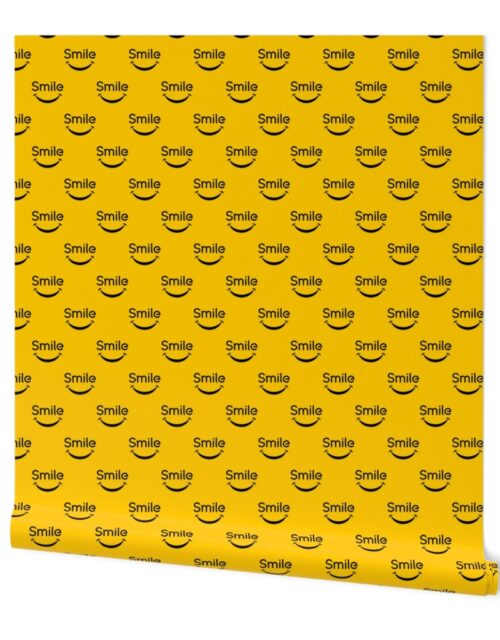 Smiley Face Smile on Sunshine Yellow Wallpaper