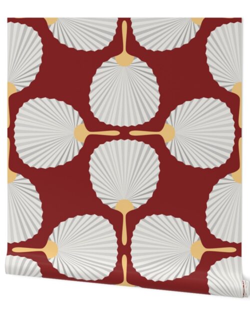 Jumbo Chinese Cream Paddle Hand Fan on Chinese Red Wallpaper