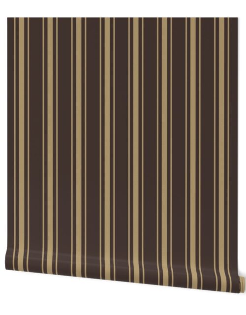 Tan on Chocolate French Provincial Mattress Ticking Wallpaper
