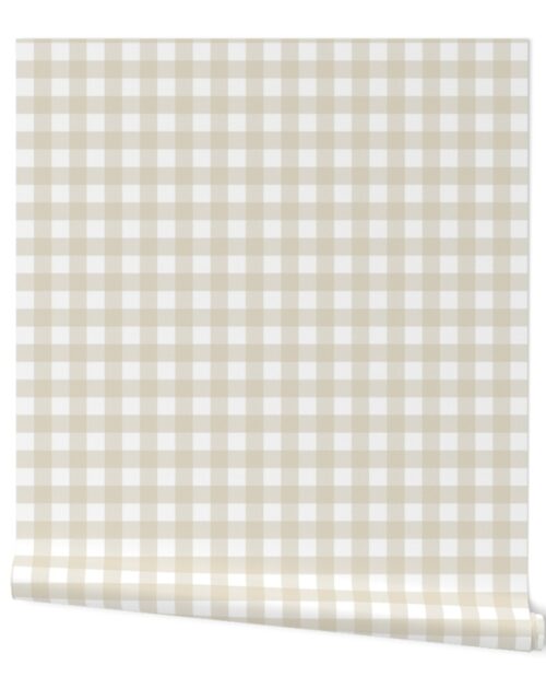 Cream and White French Provincial Autumn Gingham Check Wallpaper