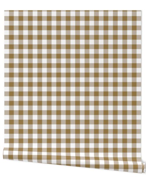 Tan and White French Provincial Autumn Gingham Check Wallpaper
