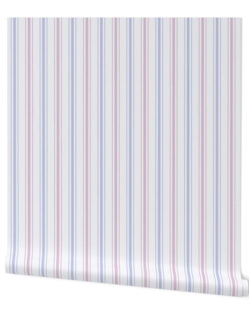 Harmony  Gender Neutral French Ticking Stripes in Pink and Blue Wallpaper
