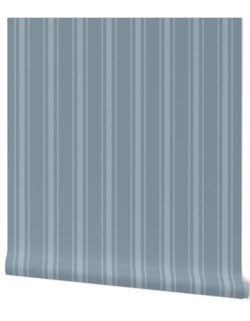 Winter Blue French Provincial Ticking Stripe Wallpaper