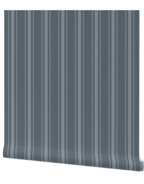 Ice Blue French Provincial Ticking Stripe Wallpaper