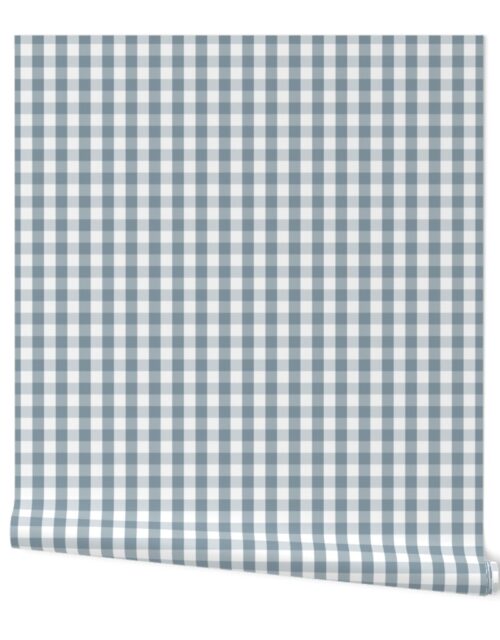 Winter Blue and White French Provincial Winter Gingham Check Wallpaper