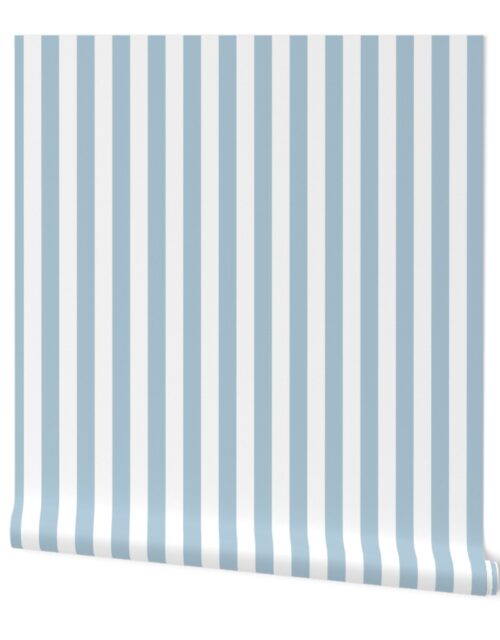 Sky Blue and White Vertical 1 inch French Provincial Stripe Wallpaper