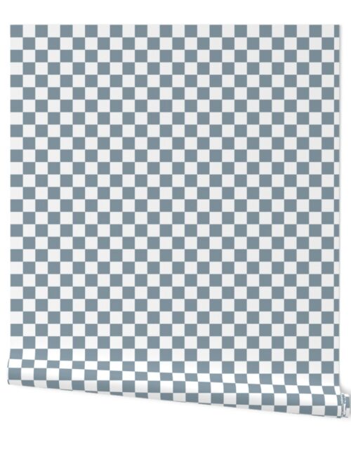 Winter Blue and White One Inch Check French Provincial Winter Checkerboard Wallpaper