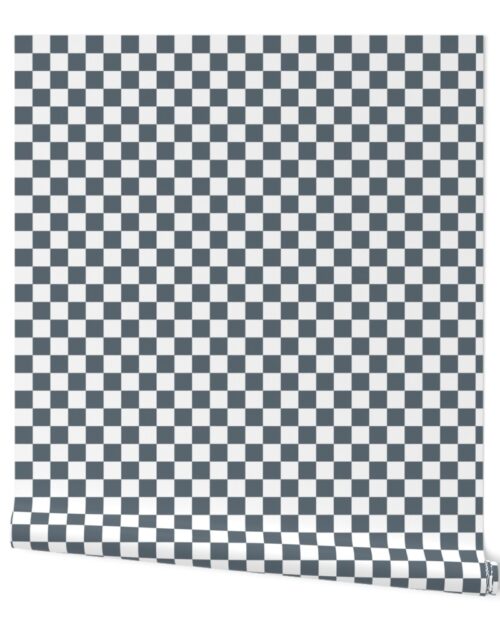 Ice Blue and White One Inch Check French Provincial Winter Checkerboard Wallpaper