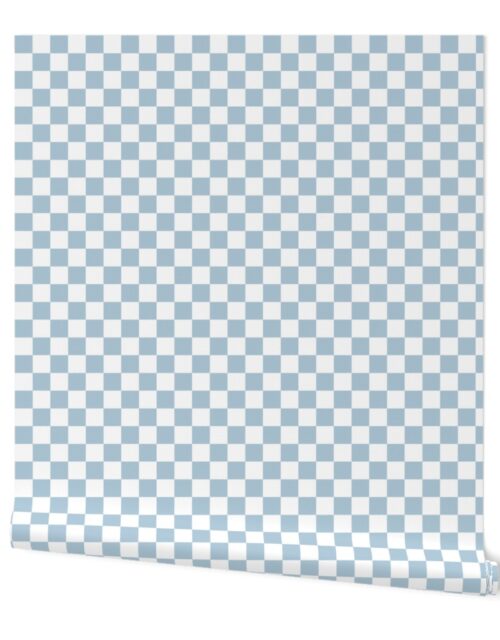 Sky Blue and White One Inch Check French Provincial Winter Checkerboard Wallpaper