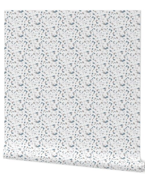 Winter Blue with Fawn Blue Marble Chips French Provincial Winter Terazzo Smaller Scale Wallpaper
