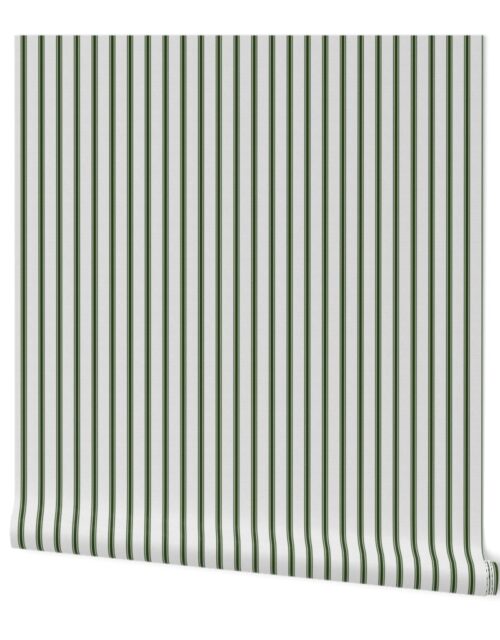 Medium Lichen Green on Off-White French Provincial Mattress Ticking Wallpaper