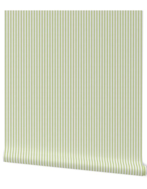 Small Fresh Green on Off-White French Provincial Mattress Ticking Wallpaper