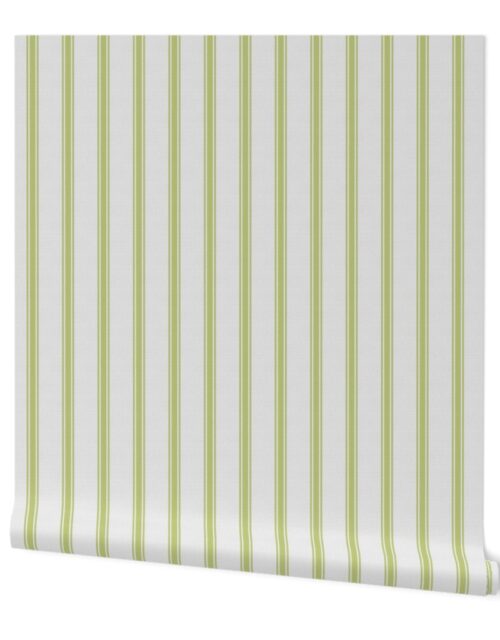 New Green on Off-White French Provincial Mattress Ticking Wallpaper