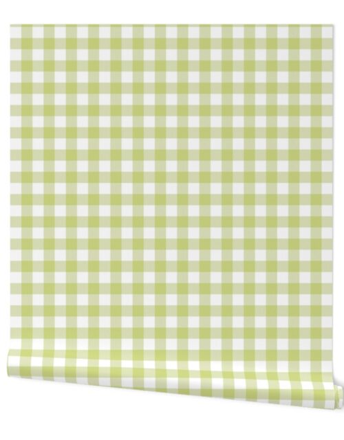 New Green and White One Inch Check French Provincial Spring Checkerboard Wallpaper