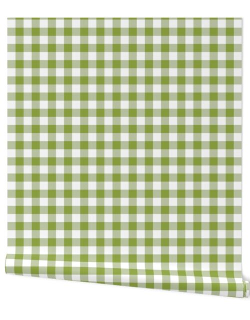 Grass Green and White One Inch Check French Provincial Spring Checkerboard Wallpaper