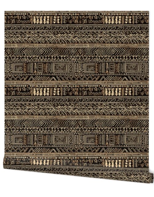 Tribal Mudcloth Boho Ethnic Print in Black and Cream Wallpaper