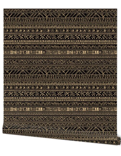 Tribal Mudcloth Boho Ethnic Print in Black and Cream Wallpaper