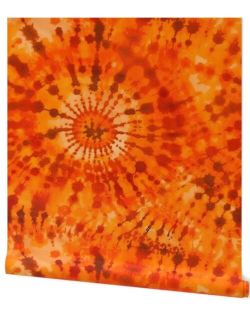 Jumbo Tie Dye Reddish Orange Circling Swirls Wallpaper
