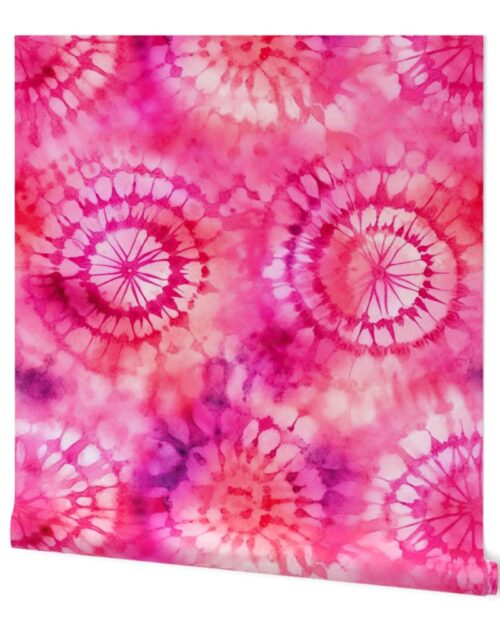 Jumbo Tie Dye Reddish Pink, and Purple Circling Swirls Wallpaper