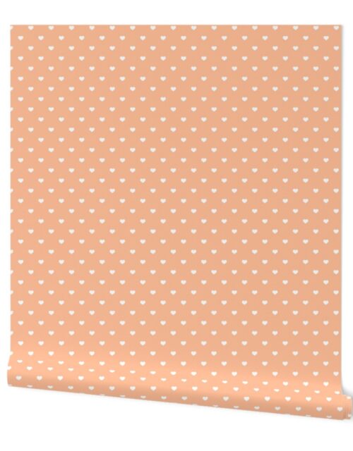 Half Inch Love Hearts in White on Peach Fuzz Color of the Year 2024 Wallpaper