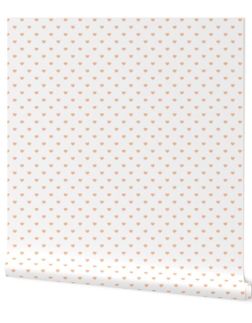 Half Inch Love Hearts in Peach Fuzz Color of the Year 2024 on White Wallpaper