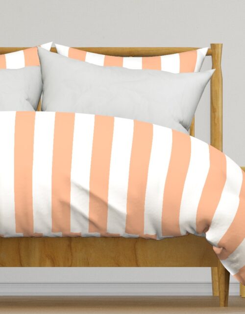 3 Inch Circus Tent Stripe in Peach Fuzz Color of the Year 2024 and White Duvet Cover
