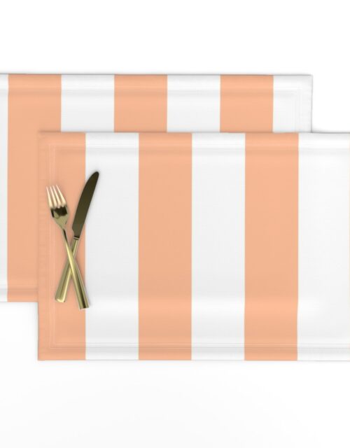 3 Inch Circus Tent Stripe in Peach Fuzz Color of the Year 2024 and White Placemats