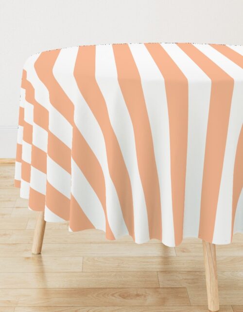 3 Inch Circus Tent Stripe in Peach Fuzz Color of the Year 2024 and White Round Tablecloth