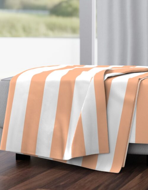 3 Inch Circus Tent Stripe in Peach Fuzz Color of the Year 2024 and White Throw Blanket